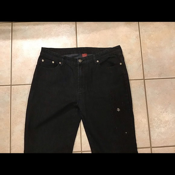 👖Cosmo Embellished Black Denim Size 10 - Picture 3 of 5